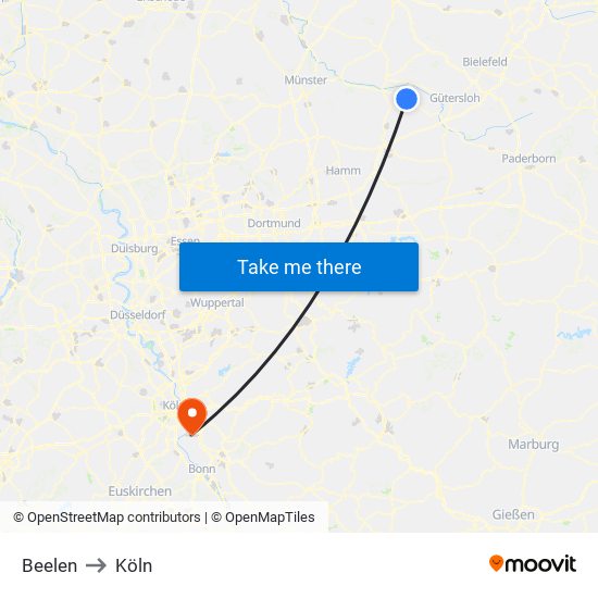 Beelen to Köln map