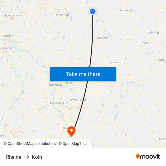 Rheine to Köln map