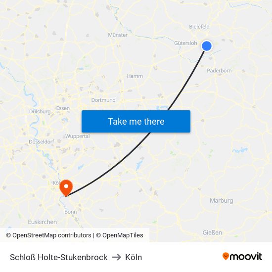 Schloß Holte-Stukenbrock to Köln map