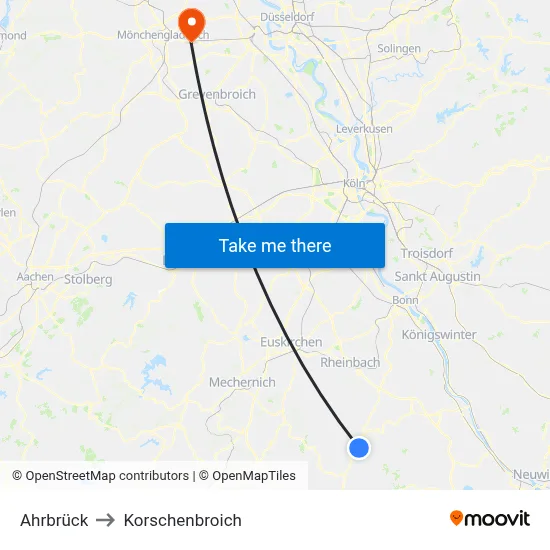 Ahrbrück to Korschenbroich map