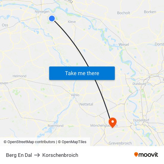 Berg En Dal to Korschenbroich map