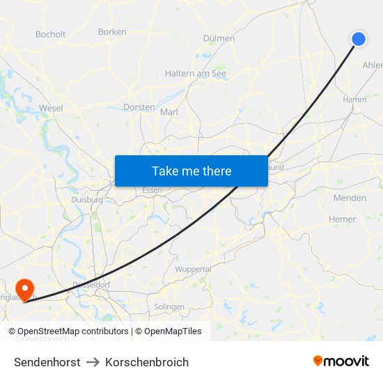 Sendenhorst to Korschenbroich map