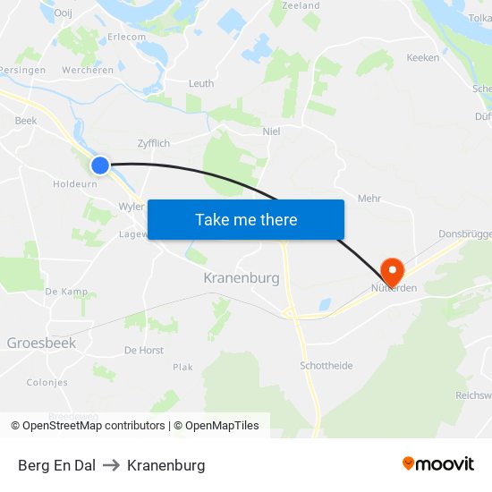 Berg En Dal to Kranenburg map
