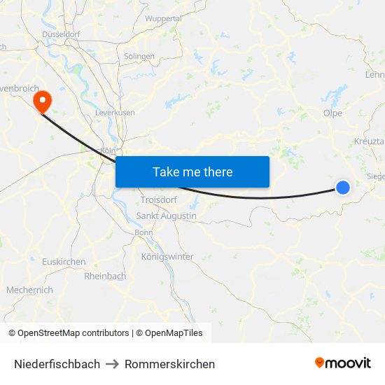 Niederfischbach to Rommerskirchen map