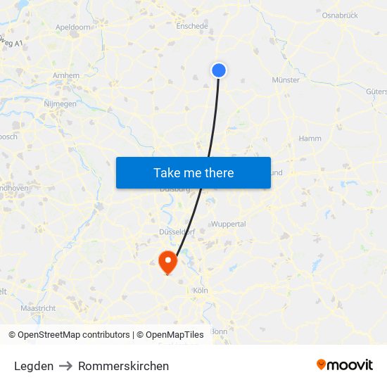 Legden to Rommerskirchen map