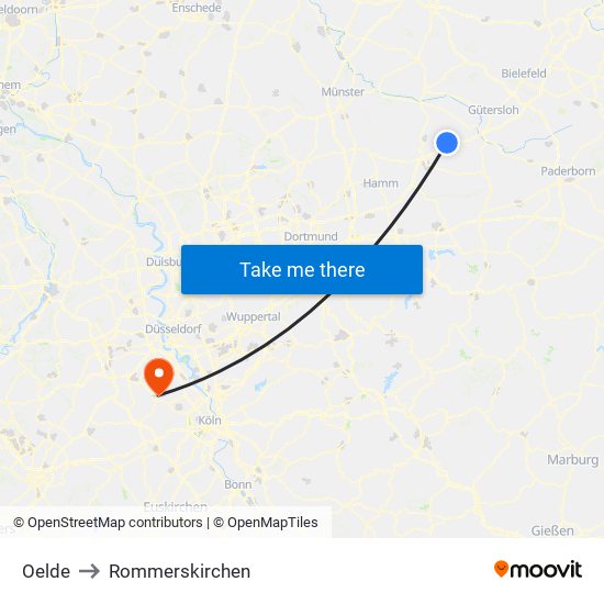 Oelde to Rommerskirchen map