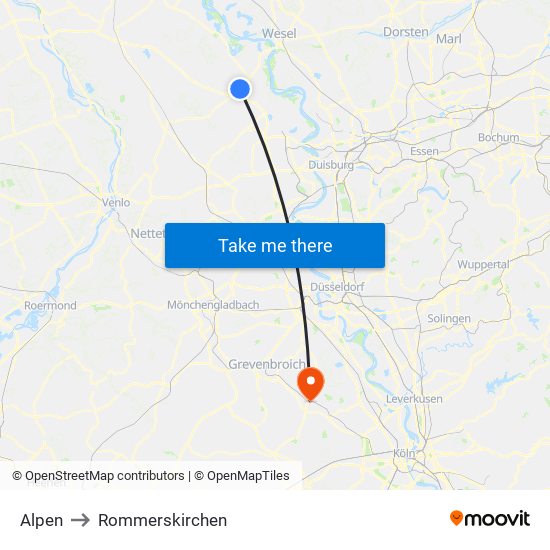 Alpen to Rommerskirchen map