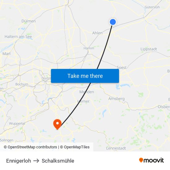 Ennigerloh to Schalksmühle map