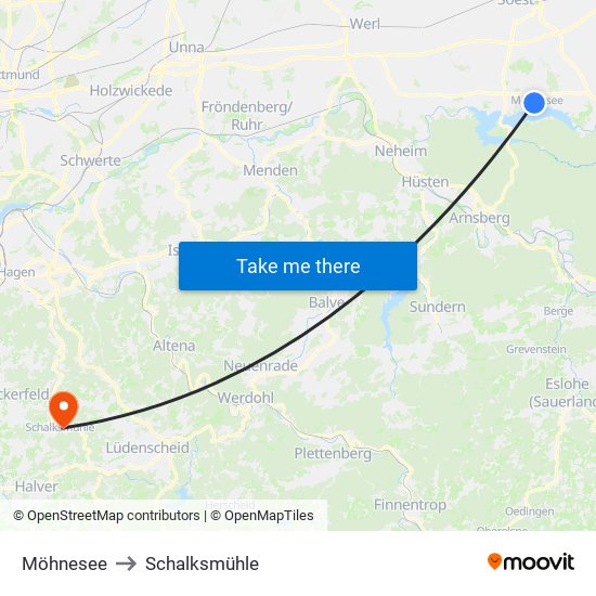 Möhnesee to Schalksmühle map