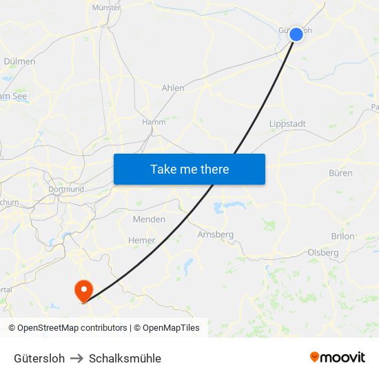 Gütersloh to Schalksmühle map