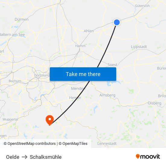 Oelde to Schalksmühle map