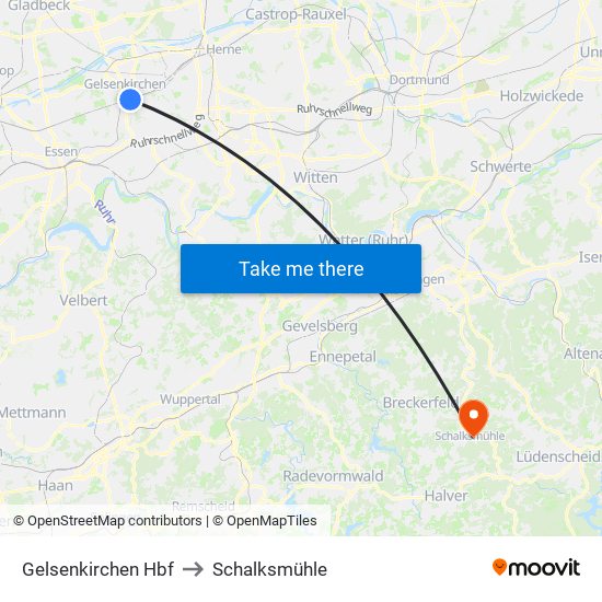 Gelsenkirchen Hbf to Schalksmühle map