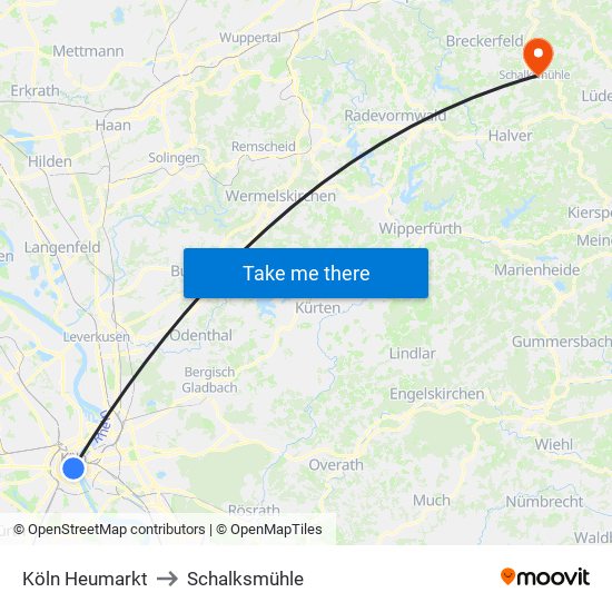 Köln Heumarkt to Schalksmühle map