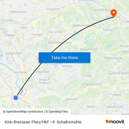 Köln Breslauer Platz/Hbf to Schalksmühle map