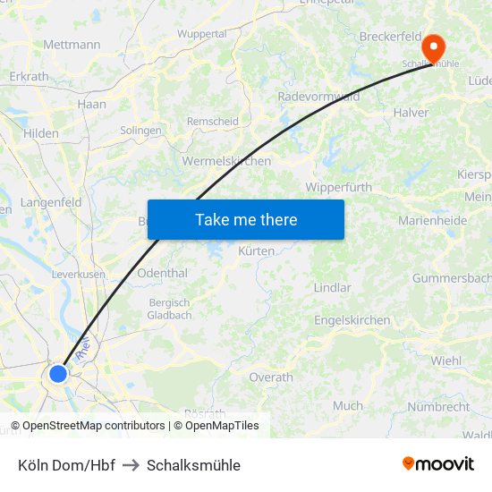 Köln Dom/Hbf to Schalksmühle map