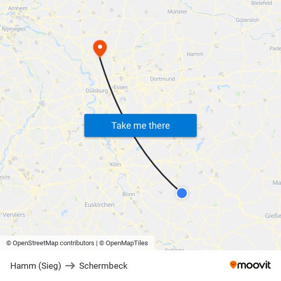 Hamm (Sieg) to Schermbeck map