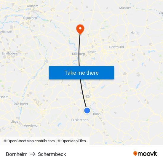 Bornheim to Schermbeck map