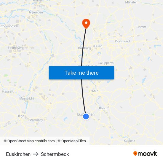 Euskirchen to Schermbeck map