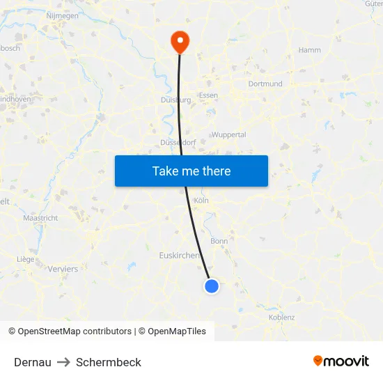 Dernau to Schermbeck map