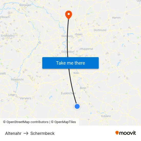 Altenahr to Schermbeck map