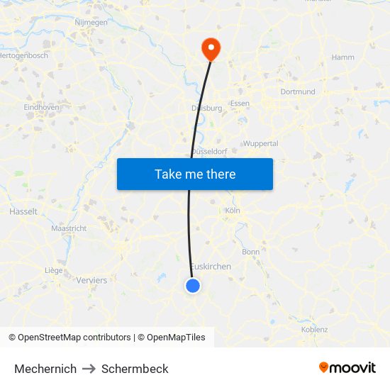 Mechernich to Schermbeck map