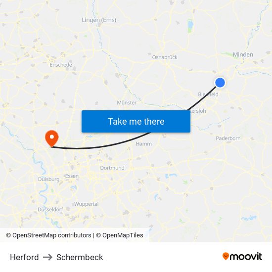 Herford to Schermbeck map