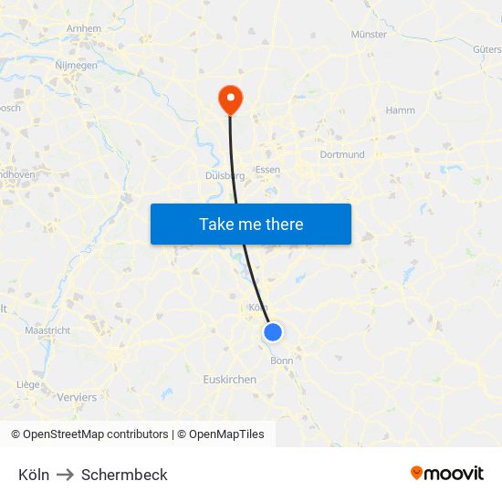 Köln to Schermbeck map