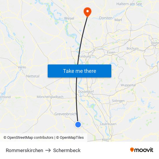 Rommerskirchen to Schermbeck map