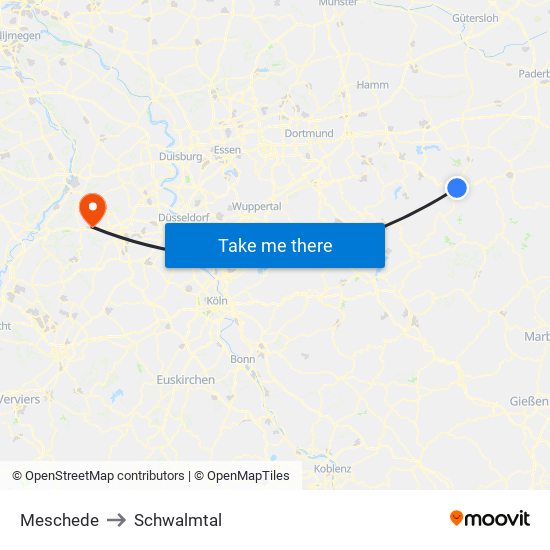 Meschede to Schwalmtal map