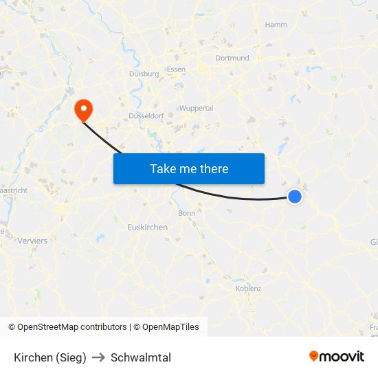 Kirchen (Sieg) to Schwalmtal map