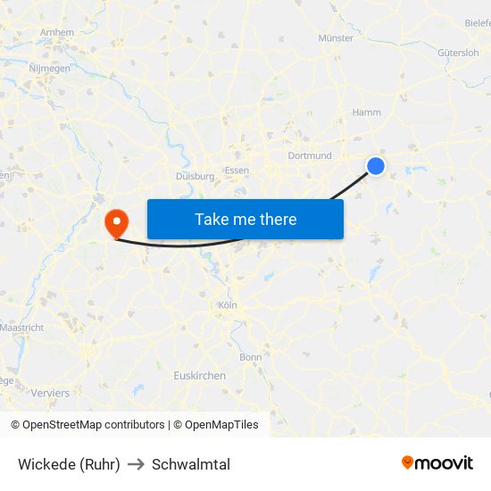 Wickede (Ruhr) to Schwalmtal map