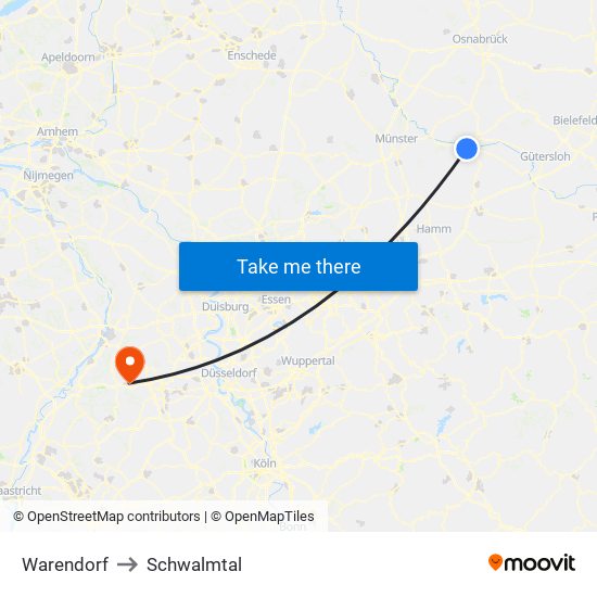 Warendorf to Schwalmtal map