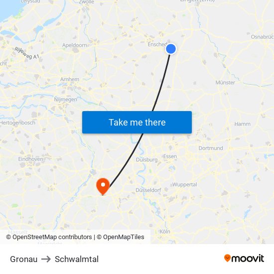 Gronau to Schwalmtal map