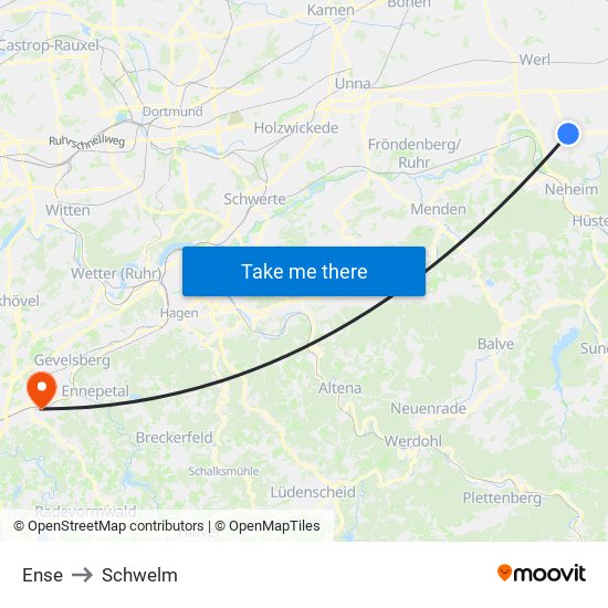 Ense to Schwelm map