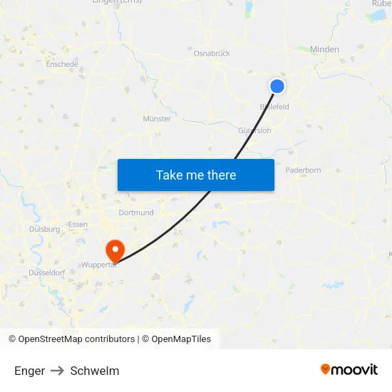 Enger to Schwelm map