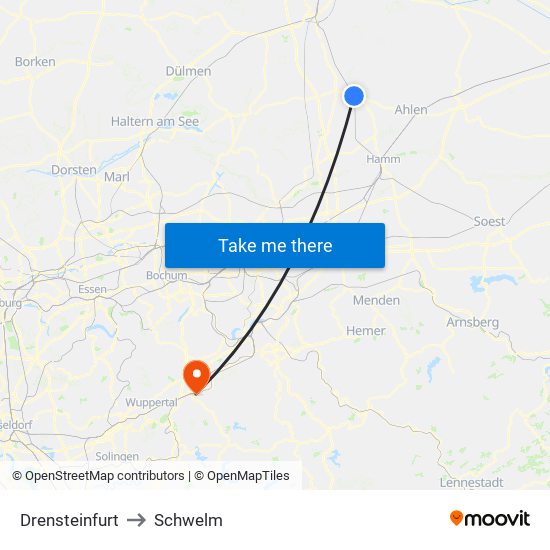 Drensteinfurt to Schwelm map