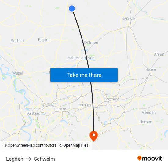 Legden to Schwelm map