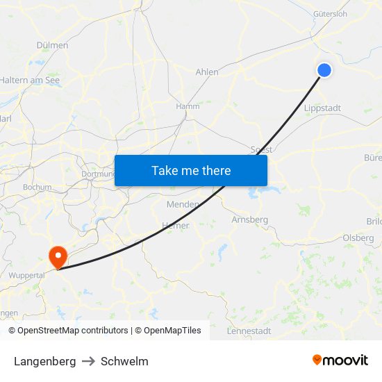 Langenberg to Schwelm map