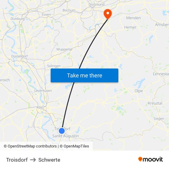 Troisdorf to Schwerte map