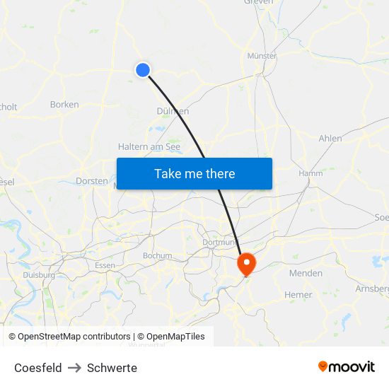 Coesfeld to Schwerte map