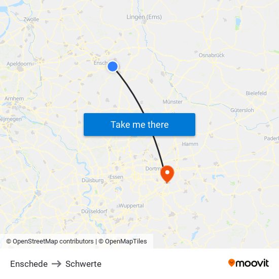 Enschede to Schwerte map