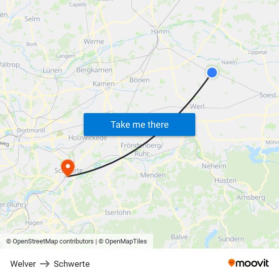 Welver to Schwerte map