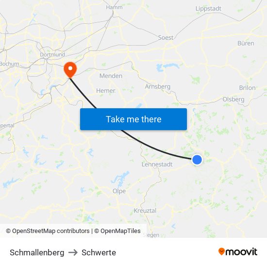 Schmallenberg to Schwerte map