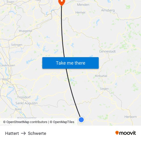 Hattert to Schwerte map