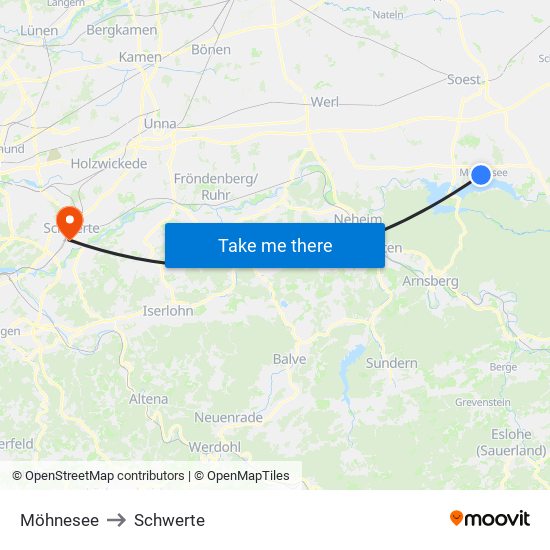 Möhnesee to Schwerte map