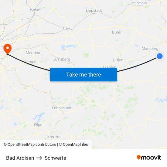 Bad Arolsen to Schwerte map