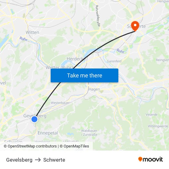 Gevelsberg to Schwerte map