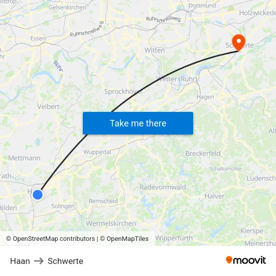Haan to Schwerte map