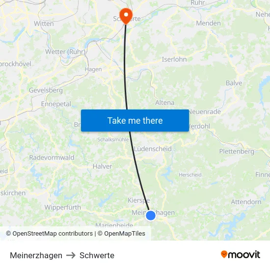 Meinerzhagen to Schwerte map