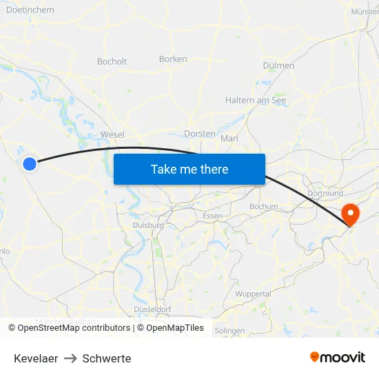 Kevelaer to Schwerte map